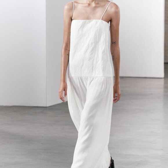 ZARA NEW WOMAN SS24 OYSTER-WHITE CONTRAST DRESS Size M NEW WITH TAG! - Picture 4 of 15
